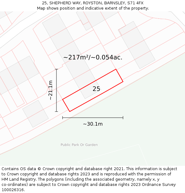 25, SHEPHERD WAY, ROYSTON, BARNSLEY, S71 4FX: Plot and title map