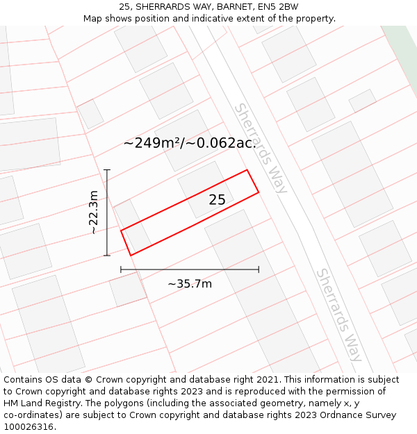 25, SHERRARDS WAY, BARNET, EN5 2BW: Plot and title map