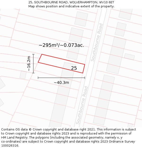25, SOUTHBOURNE ROAD, WOLVERHAMPTON, WV10 6ET: Plot and title map