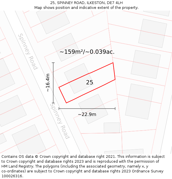 25, SPINNEY ROAD, ILKESTON, DE7 4LH: Plot and title map