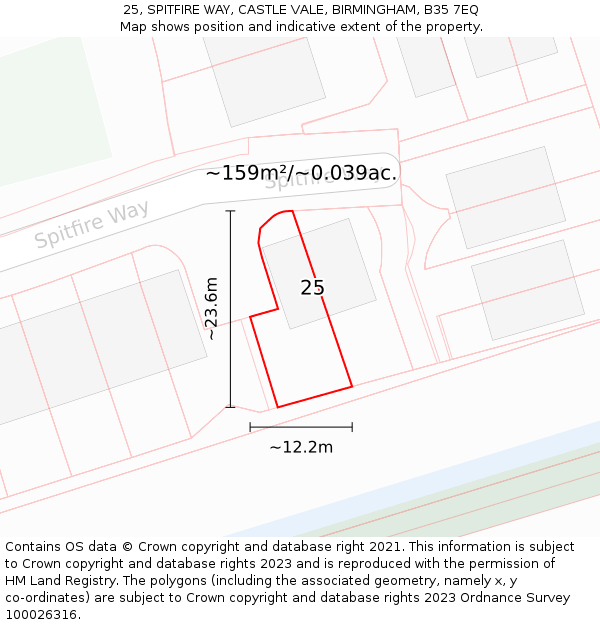 25, SPITFIRE WAY, CASTLE VALE, BIRMINGHAM, B35 7EQ: Plot and title map