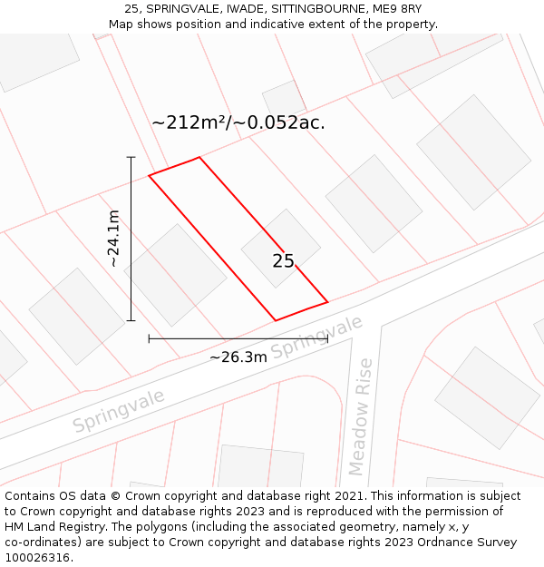 25, SPRINGVALE, IWADE, SITTINGBOURNE, ME9 8RY: Plot and title map