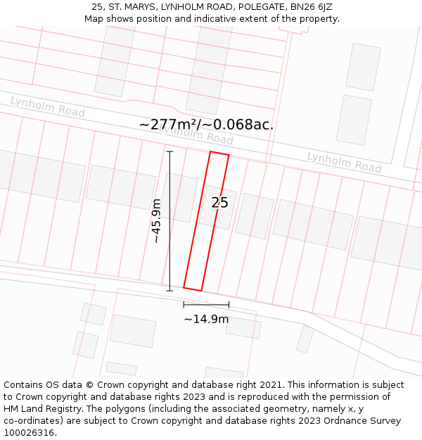 25, ST. MARYS, LYNHOLM ROAD, POLEGATE, BN26 6JZ: Plot and title map