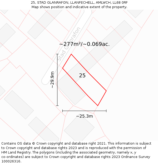 25, STAD GLANRAFON, LLANFECHELL, AMLWCH, LL68 0RF: Plot and title map