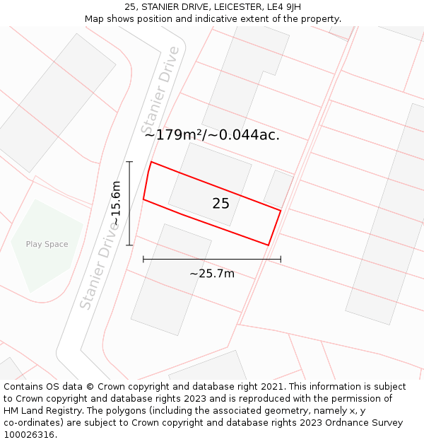 25, STANIER DRIVE, LEICESTER, LE4 9JH: Plot and title map
