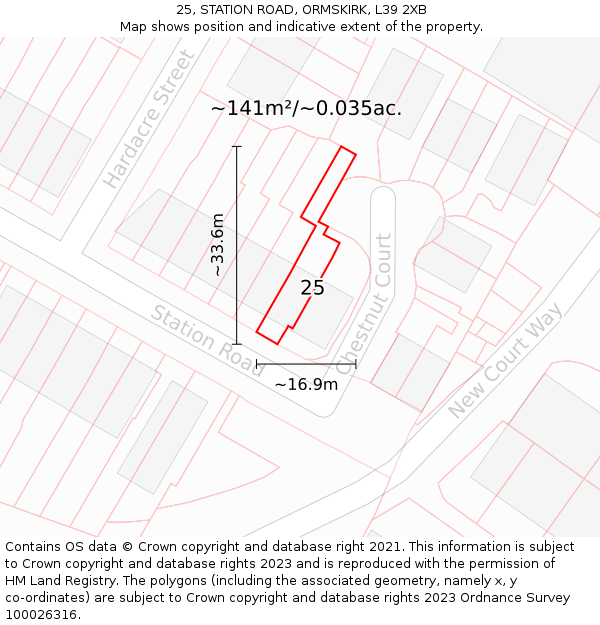 25, STATION ROAD, ORMSKIRK, L39 2XB: Plot and title map