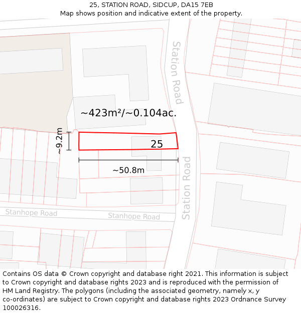 25, STATION ROAD, SIDCUP, DA15 7EB: Plot and title map