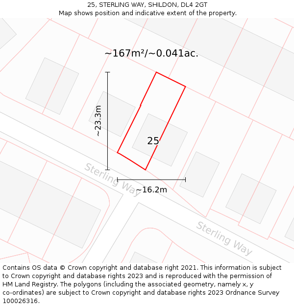 25, STERLING WAY, SHILDON, DL4 2GT: Plot and title map