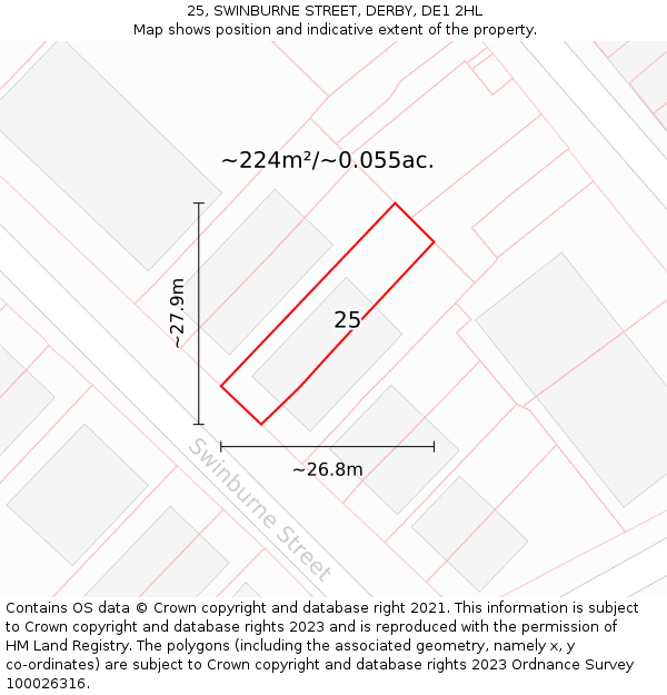 25, SWINBURNE STREET, DERBY, DE1 2HL: Plot and title map