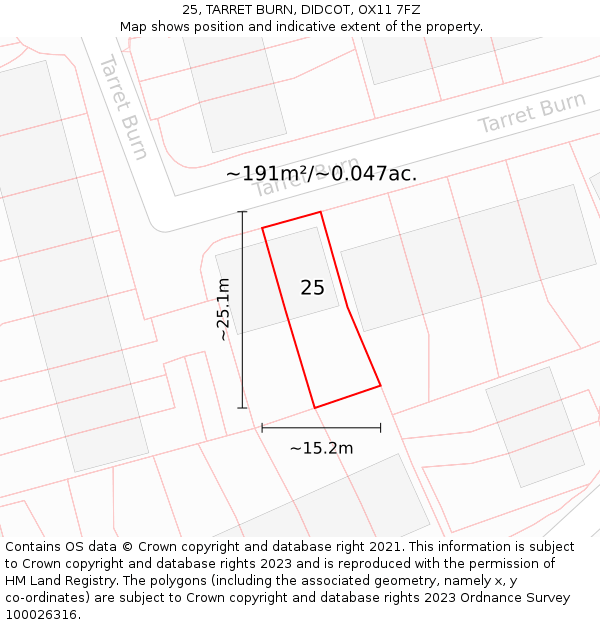25, TARRET BURN, DIDCOT, OX11 7FZ: Plot and title map