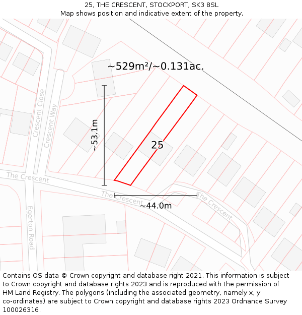 25, THE CRESCENT, STOCKPORT, SK3 8SL: Plot and title map