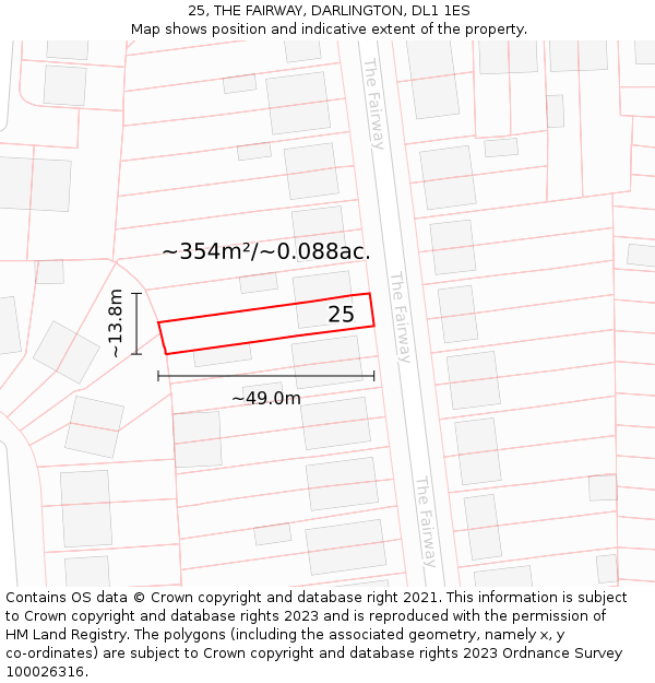 25, THE FAIRWAY, DARLINGTON, DL1 1ES: Plot and title map