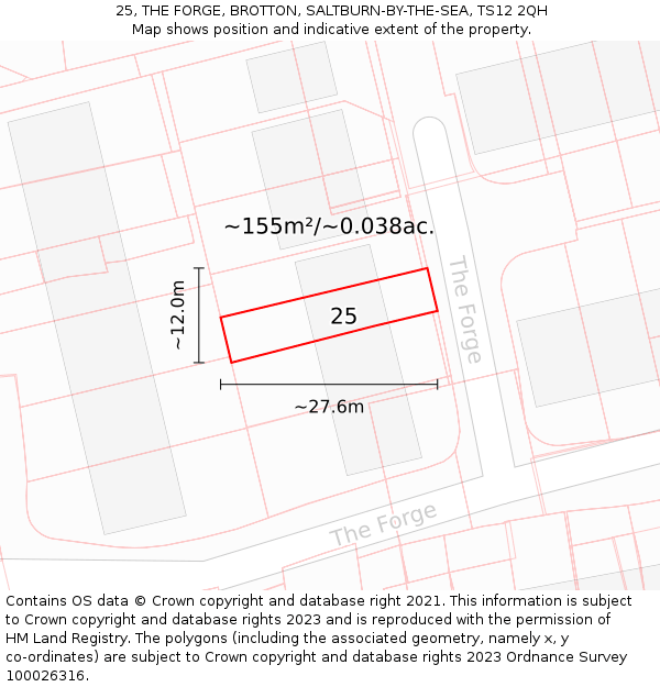 25, THE FORGE, BROTTON, SALTBURN-BY-THE-SEA, TS12 2QH: Plot and title map