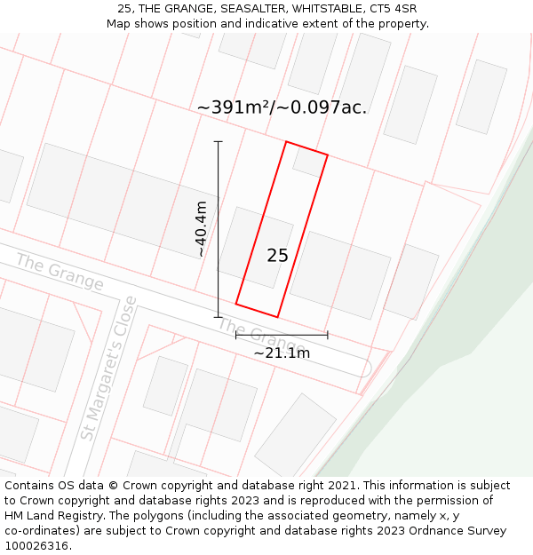 25, THE GRANGE, SEASALTER, WHITSTABLE, CT5 4SR: Plot and title map