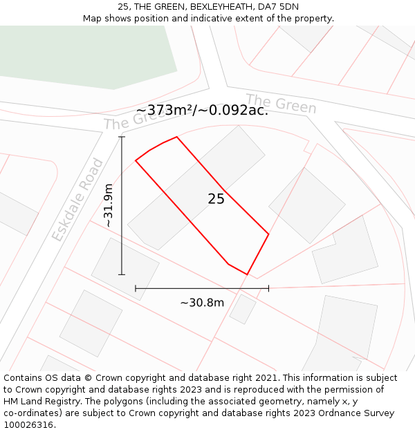 25, THE GREEN, BEXLEYHEATH, DA7 5DN: Plot and title map