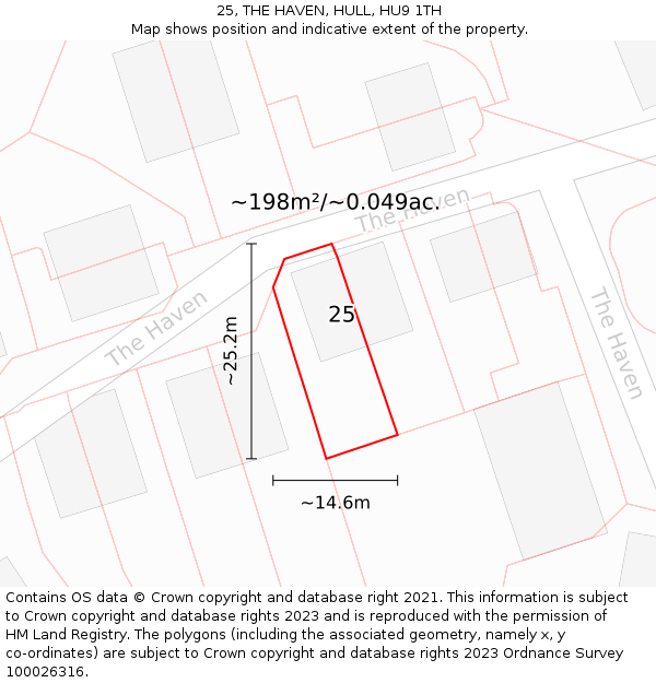 25, THE HAVEN, HULL, HU9 1TH: Plot and title map