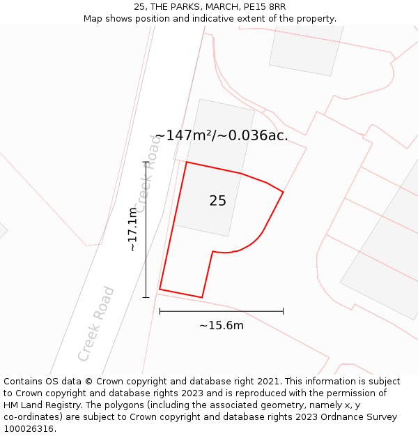 25, THE PARKS, MARCH, PE15 8RR: Plot and title map