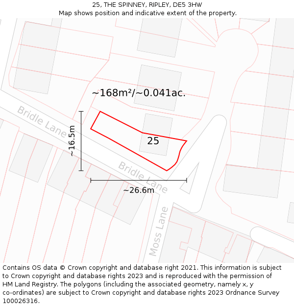 25, THE SPINNEY, RIPLEY, DE5 3HW: Plot and title map