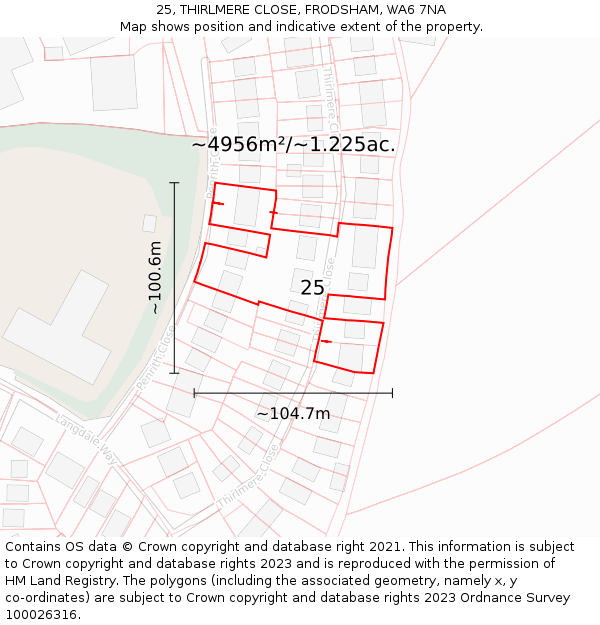 25, THIRLMERE CLOSE, FRODSHAM, WA6 7NA: Plot and title map