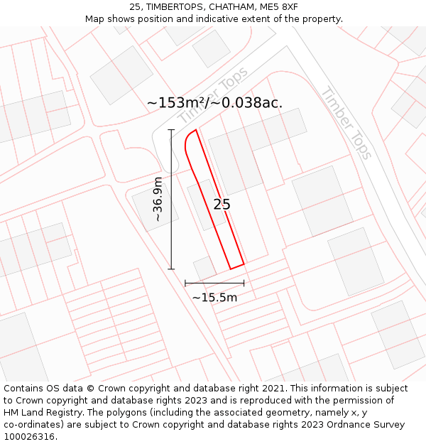 25, TIMBERTOPS, CHATHAM, ME5 8XF: Plot and title map