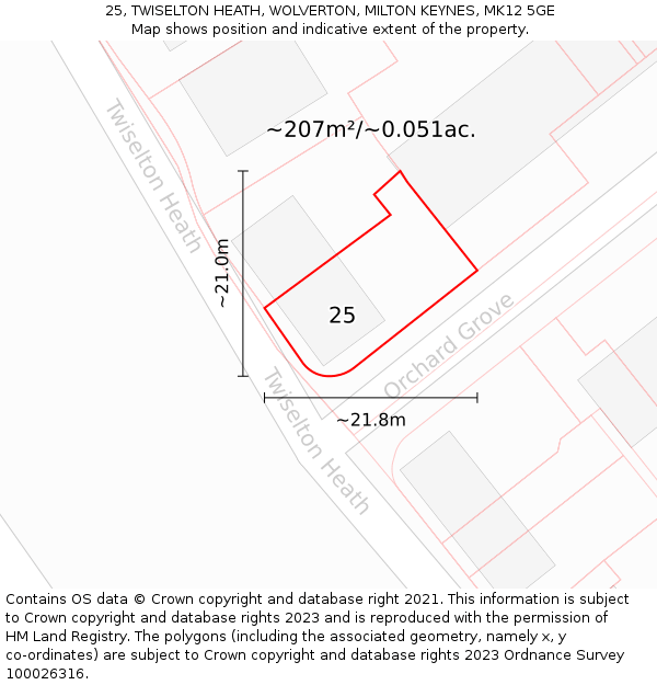 25, TWISELTON HEATH, WOLVERTON, MILTON KEYNES, MK12 5GE: Plot and title map