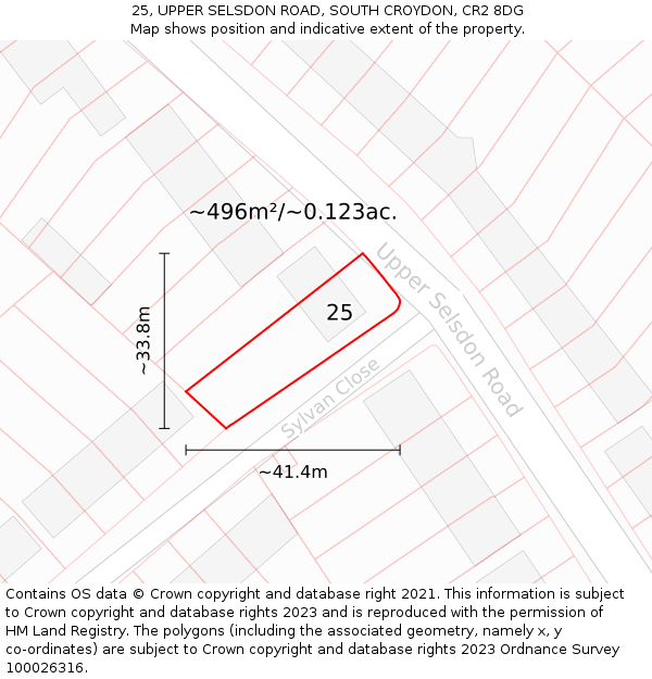 25, UPPER SELSDON ROAD, SOUTH CROYDON, CR2 8DG: Plot and title map