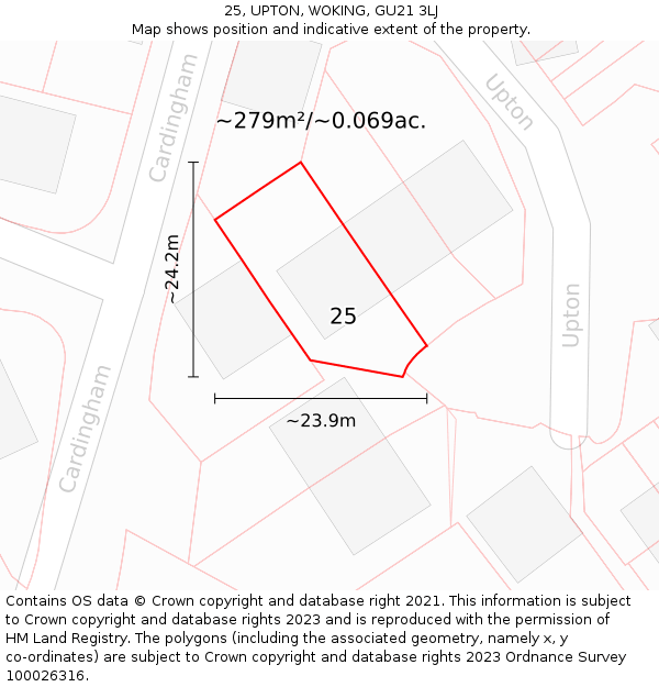 25, UPTON, WOKING, GU21 3LJ: Plot and title map