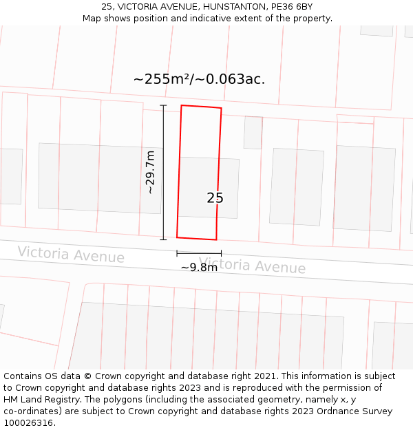 25, VICTORIA AVENUE, HUNSTANTON, PE36 6BY: Plot and title map