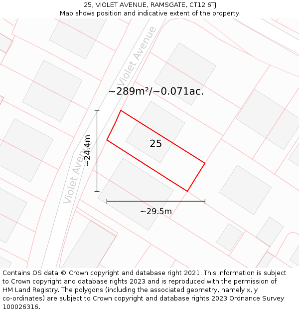 25, VIOLET AVENUE, RAMSGATE, CT12 6TJ: Plot and title map