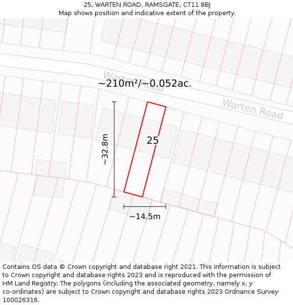 25, WARTEN ROAD, RAMSGATE, CT11 8BJ: Plot and title map