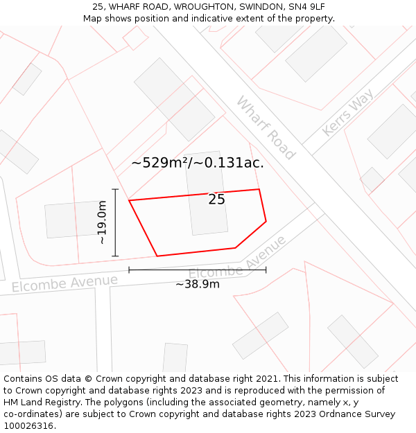 25, WHARF ROAD, WROUGHTON, SWINDON, SN4 9LF: Plot and title map