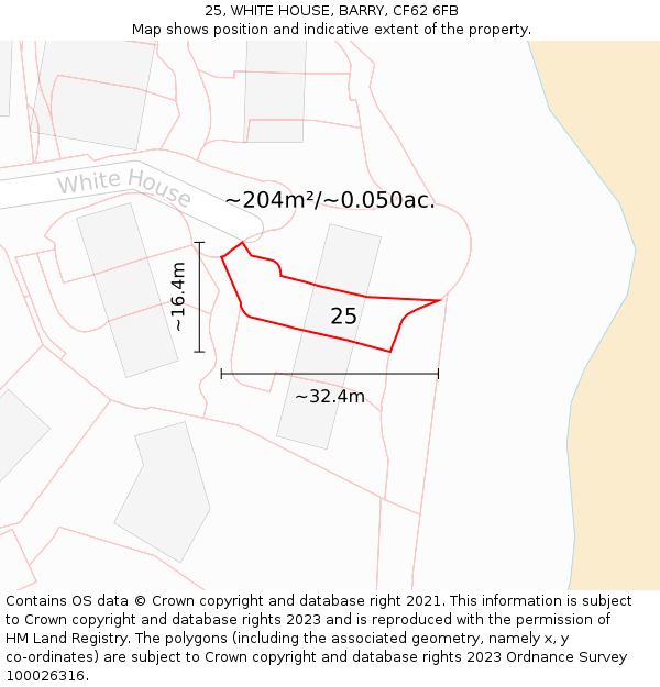 25, WHITE HOUSE, BARRY, CF62 6FB: Plot and title map