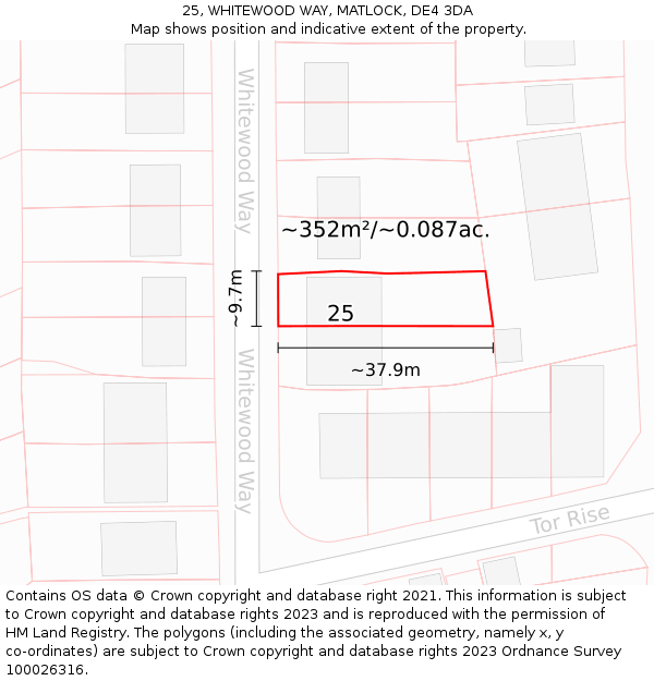 25, WHITEWOOD WAY, MATLOCK, DE4 3DA: Plot and title map