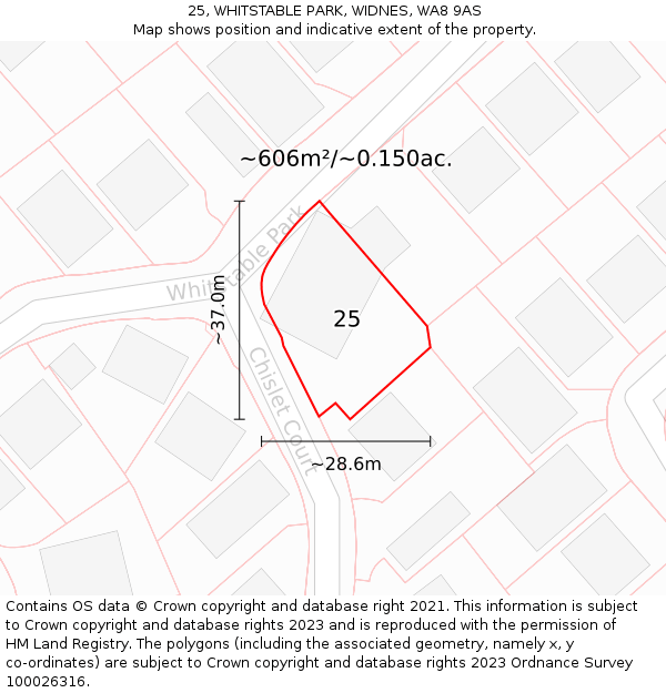 25, WHITSTABLE PARK, WIDNES, WA8 9AS: Plot and title map