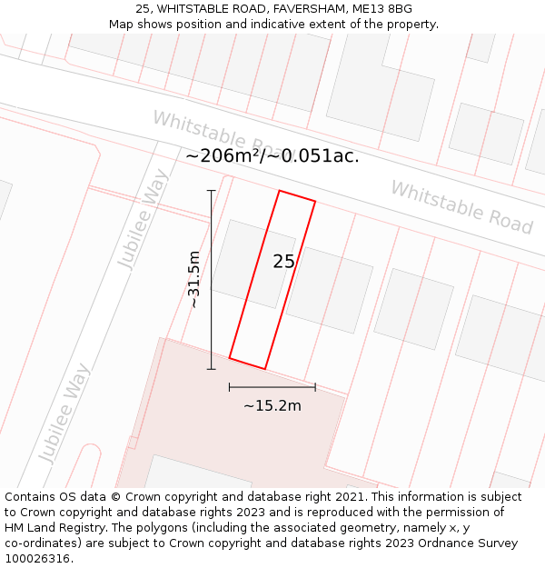 25, WHITSTABLE ROAD, FAVERSHAM, ME13 8BG: Plot and title map