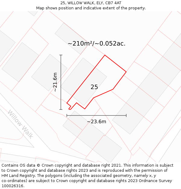 25, WILLOW WALK, ELY, CB7 4AT: Plot and title map