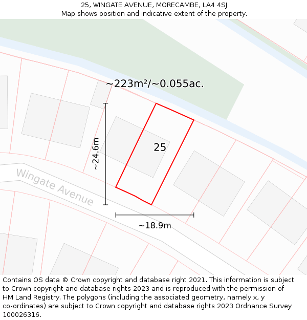 25, WINGATE AVENUE, MORECAMBE, LA4 4SJ: Plot and title map