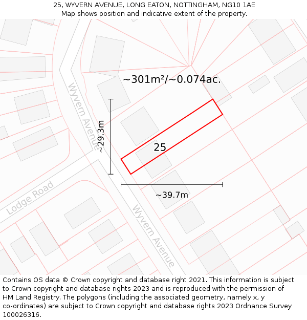 25, WYVERN AVENUE, LONG EATON, NOTTINGHAM, NG10 1AE: Plot and title map