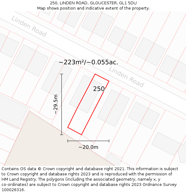 250, LINDEN ROAD, GLOUCESTER, GL1 5DU: Plot and title map