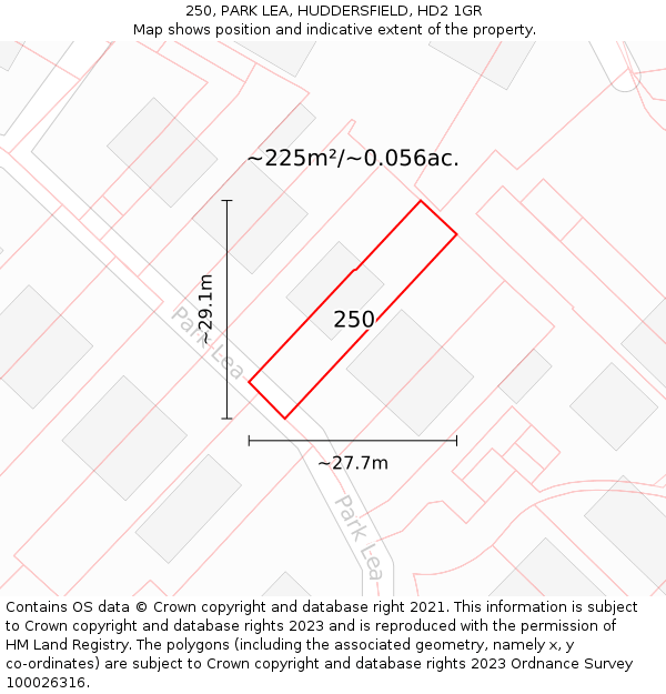 250, PARK LEA, HUDDERSFIELD, HD2 1GR: Plot and title map