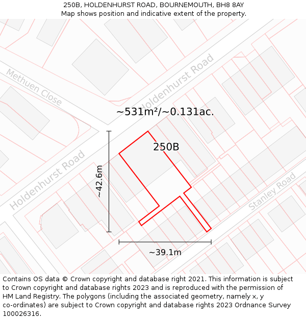 250B, HOLDENHURST ROAD, BOURNEMOUTH, BH8 8AY: Plot and title map