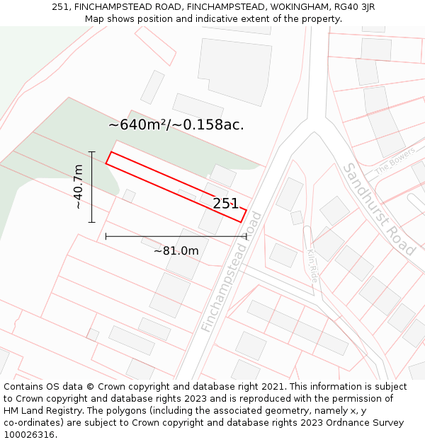 251, FINCHAMPSTEAD ROAD, FINCHAMPSTEAD, WOKINGHAM, RG40 3JR: Plot and title map