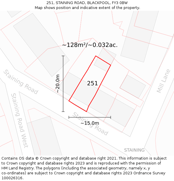 251, STAINING ROAD, BLACKPOOL, FY3 0BW: Plot and title map