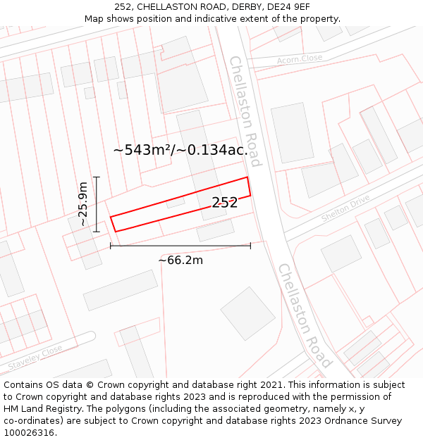 252, CHELLASTON ROAD, DERBY, DE24 9EF: Plot and title map
