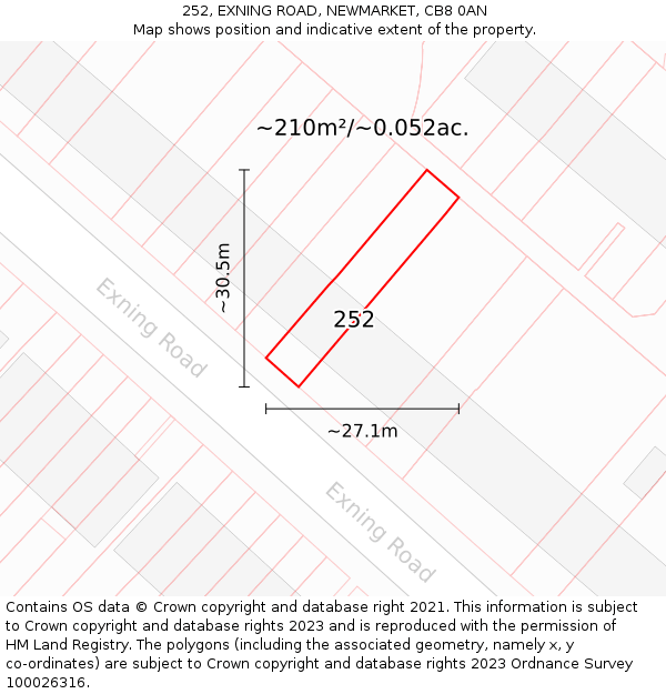 252, EXNING ROAD, NEWMARKET, CB8 0AN: Plot and title map