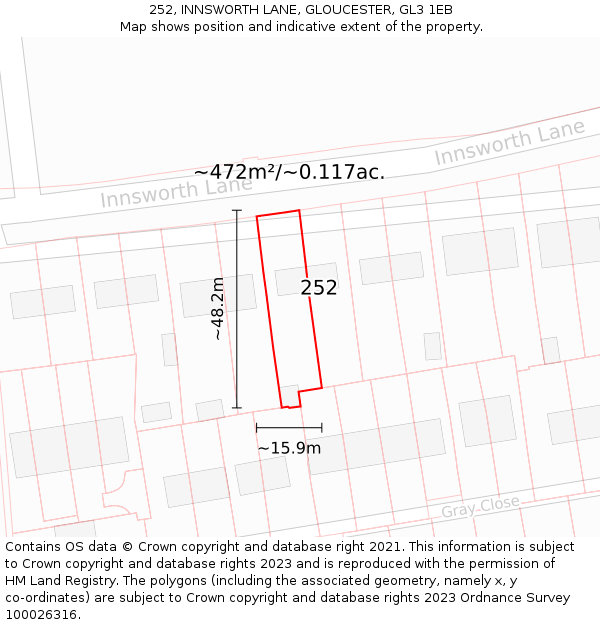 252, INNSWORTH LANE, GLOUCESTER, GL3 1EB: Plot and title map