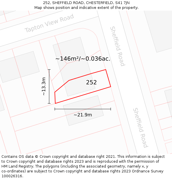 252, SHEFFIELD ROAD, CHESTERFIELD, S41 7JN: Plot and title map