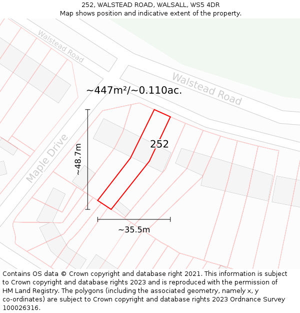 252, WALSTEAD ROAD, WALSALL, WS5 4DR: Plot and title map