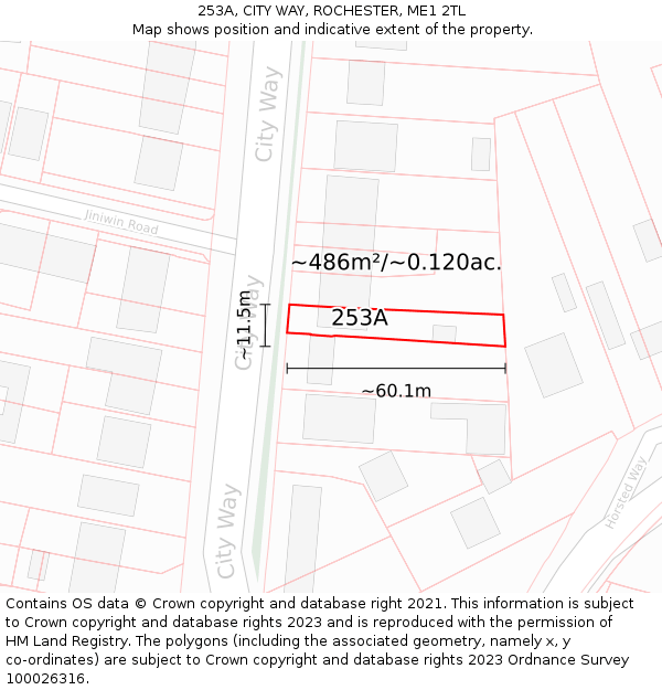 253A, CITY WAY, ROCHESTER, ME1 2TL: Plot and title map