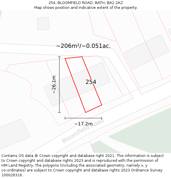 254, BLOOMFIELD ROAD, BATH, BA2 2AZ: Plot and title map